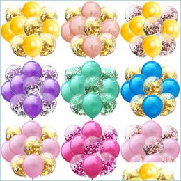 Other Festive Party Supplies Wedding Party Balloon Set 12 Inch 5Pcs Latex Add 5 Pcs Sequin Confetti Festival Birthday Balloons Dec Dhnjp