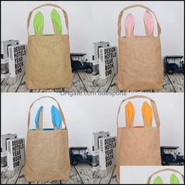 Storage Bags Rabbit Ears Canvas Handbag Practical Portable Cute Easter Theme Gift Storage Bag Party Supplies For Kids Use Many Colour Dhqau
