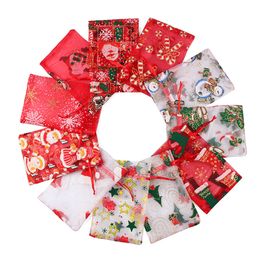 Kerst Drawstring Organza Bags Gift Wrap Sieraden Zakken voor kleine bedrijven Candy Bracelet Packaging Gift Supplies