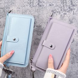 Long Women Wallet PU Leather Multi-card Position Clutch Buckle Zipper Purse Multifunctional Card Holders