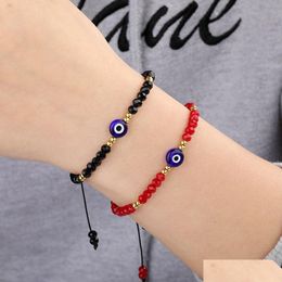 Charm Bracelets Braided Evil Blue Eye Bracelet Handmade Jewelry Colorf Crystal Beads Bracelets For Women Girl Drop Delivery Dhfgd