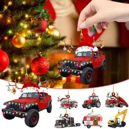 Christmas Decorations 1PC Ornaments Hanging Decoration Gift Product Personalised Family Iron Fire Truck Excavator Pendant