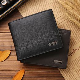 Genuine Leather Men Wallets Real Cowhide Card Holders for Man Short Black Coin Purse Stylish Simple