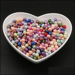 Beads 500G/Set 3/4/6/8/10Mm Round Mti Colour No Hole Acrylic Imitation Pearl Beads Loose For Diy Scrapbook Decoration Crafts Making 5 Dh32N