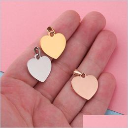 Charms Stainless Steel Mirror Polished 20Mm Heart Tag Charms Pendant For Bracelet Necklace Diy Jewelry Making Drop Delivery Findings Dhhj6