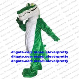 Green Long Fur Crocodile Alligator Mascot Costume Adult Cartoon Character Outfit Education Exhibition Fashion Planning zx1421