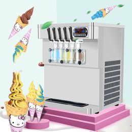 Free shipping to door ETL CE Kitchen frozen yogurt tabletop 5 flavors soft serve ice cream machine