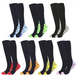 Men's Socks Outdoor Riding Running Unisex Stripe Compression Colour Matching Sports Varicose Veins Men Thigh Stockings