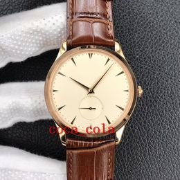 New watch 40mm Master Control Ultra Thin 1352520 White Dial cal.896/1Mechanical Automatic mens Watch Rose Gold Case Leather Strap Gents Watches-98-1