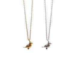 Fashion three dimensional sparrow necklace retro style punk stainless steel collarbone pendant necklaces Jewellery wholesale