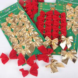 Christmas Decorations 12 Pcs Bow Tie Merry Tree Pendant Year Xmas Ornaments For Home Navidad 2022 Gife