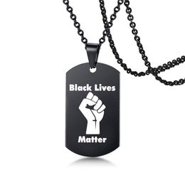 Pendant Necklaces Fashion Black Lives Matter Necklace Protest Military Brand Hiphop Stainless Steel Pendant Drop Delivery Jewelry Ne Dh46G