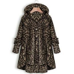 Qnpqyx novo inverno feminino moleto de leopardo moda moda de pelúcia top top com capuz com capuz de capuz