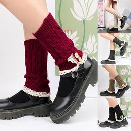 Knee Pads Lolita Long Socks Women's Lace Knitted Warm Foot Cover Arm Warmer Ladies Autumn Winter Crochet Gril Boot Cuffs