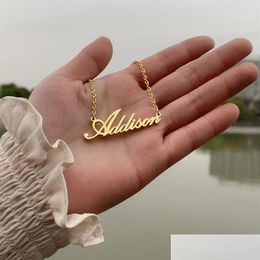 Pendant Necklaces Name Necklace Gold Colour Stainless Steel Personalised Custom Necklaces Pendant New201V Drop Delivery 2021 Jewellery P Dh1Vy