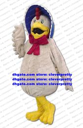 Elegant White Hen Chicken Chook Chick Mascot Costume Mascota Fancy Dress Yellow Sharp Mouth Big Globe Belly Claws No.8800