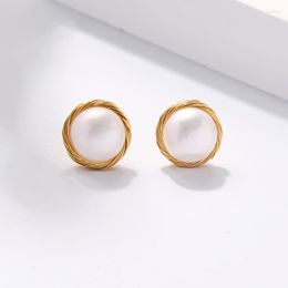 Stud Earrings RKR Unique Baroque Natural Cultured Pearls For Women Gold Colour Brass 2022 Minimalist Fashion Jewellery