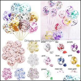 Party Decoration Birthday Party Balloon Round Sequins Mti Colour 12 Inches Celebration Supplies Transparent Christmas Decor Balloons Dhnke