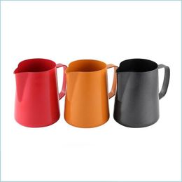 Coffee Tea Tools 400Ml Coffee Mug Stainless Steel Frothing Pitcher Latte Art Milk Foam Tool Espresso Jug Drop Delivery Home Garden Dhttg