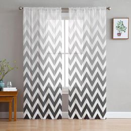 Curtain Geometric Gradient Ripple Sheer Curtains For Living Room Bedroom Kitchen Tulle Windows Voile Yarn