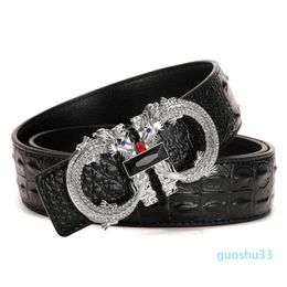 Men Belts Luxury Brand Famous Designer Belt High Quality Male Genuine Leather Strap Wedding Silver Gold Dragon Buckle226m Efu
