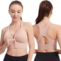 Yoga Outfit Front Zipper Seamless Sports Bra For Women Breathable Comfortable Workout Top Without Steel Ring Gym