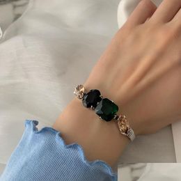 Bangle Bangle Arrival 30 Sier Plated Elegant Green Crystal Stone Ladies Jewellery For Women Christmas Gifts No Fadebangle Drop Deliver Dhjp0