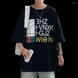 Men's T Shirts 2022 Summer Camisa Mens Clothing Shirt Man Oversized T-shirt English Elements Print Smart Casual Short Hipster Funny Tshirt