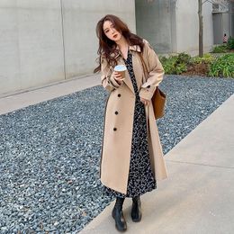 Women's Trench Coats Korean Style Loose Women 2022 Autumn Elegan Belt Double-Breasted Windbreaker Woman Black Khaki Long Outerwear