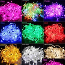 Other Festive Party Supplies Led String Lights Fairy Eu/Us Plug 10M 100Led Wedding Christmas New Year Festival Decoration Lamps Dr Dhf3G