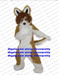 Brown Long Fur Furry Fox Mascot Costume Husky Dog Wolf Fursuit Adult Cartoon Character Image Advertising Highs Qualitys zz7564
