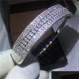 Bangle Bangle Luxury Lady Bracelet 5 Rows 5A Cubic Zirconia White Gold Filled Party Engagement Wedding For Women Christmas Gift Drop Dhhbl
