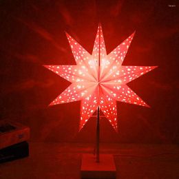 Table Lamps Christmas LED Floor Light Nine Pointed Star Standing Bedside Paper Ornaments Lamp For Home Living Room Decorative Lighting