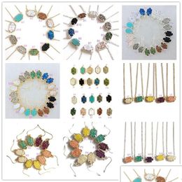 Pendant Necklaces Fashion Druzy Drusy Necklace Earrings Designer Sier Gold Plated Necklaces Earings Women Brand Jewellery Drop Deliver Dhlng