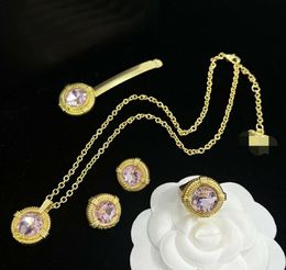 Luxury Designed purple Crystal Pendant Necklaces Bracelet Earring Rings Banshee Medusa Head Portrait 18K Gold Plated Women's Jewelry Gifts MS14 -- 06