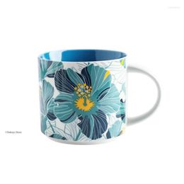 Mugs Creative 450ml Enamel Coffee Mug Ceramic Bone China Beautiful Pattern Tea Cup Breakfast Dessert Office Cofee For Mate