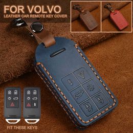 Car Key Leather Car Remote Key Shell Case Cover for Volvo XC60 V60 S60 XC70 V40 Auto Accessories Key Holder with Keychain T221110