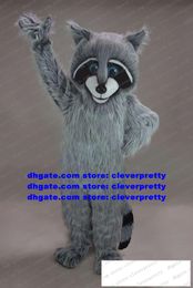 Grey Long Fur Mascot Costume Raccoon Racoon Procyon Lotor Adult Cartoon Character Promotional Compaign Ceremonial Event zx1553