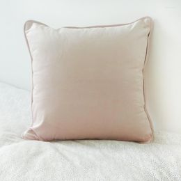 Pillow Piping Edge Light Pink Velvet Cover Case Soft Throw No Balling-up Without Stuffing
