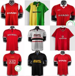 1998 Retro version Kids Kit Soccer Jersey 98/99 Manchester Child Home #7 Beckham Soccer shirt Boy #11 Giggs SCHOLES RONALDO Football Uniform