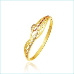 Bangle Bangle Mxgxfam Promotion 50 Off Retro Red Zircon For Women 6 Cm Fashion Jewelry 24 K Yellow Gold Color No Skin Allergy Drop D Dhogi