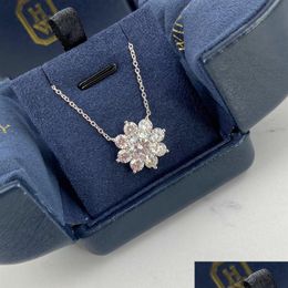 Pendant Necklaces Luxury Jewellery Necklace Pendants Diamond Sunflower Sweater 925 Sterling Sier Flower Plated Designer Thin Chain Wom Dhrz3