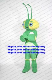Naughty Mascot Costume Green Ant Pismire Formicidae Cricket Grig Gryllid Insect With Red Mouth Sharp Tail Globe Head No.7435 FS