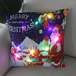 Christmas Decorations LED Pillowcase Santa Claus Luminous Cushion Home Sofa Table Chair Decorative Deer Pillowcases