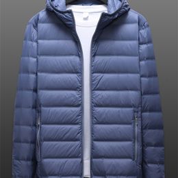 Men's Down Parkas Large Size Winter Hooded Ultra Light Jacket Men Windbreaker Outwear 90% White Duck Padded Puffer Warm Coat 6XL 7XL 8XL 221111