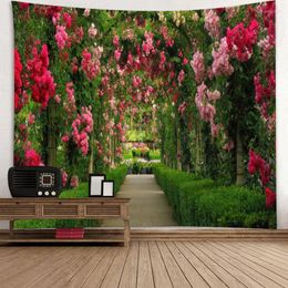 Tapestries Green Plant Flower Landscape Tapestry 3D Cute Blanket Wall Hanging Kawaii Home Living Room Dorm Bedroom Decor Aesthetic Tapiz