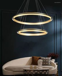 Pendant Lamps Post Modern Simple Creative Restaurant Chandelier Light Luxury Circle Bar