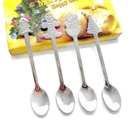 Flatware Sets 4pcs Xmas Spoon Stainless Steel Creative Tableware Mixing Coffee For Home Restaurant