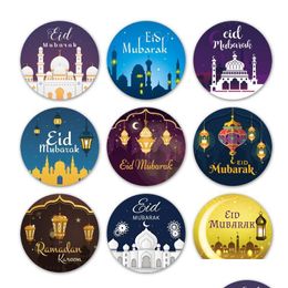 Other Festive Party Supplies 6Pieces/Sheet Ramadan Stickers Muslim Eid Mubarak Gift Tag Sticker Kareem Labels For Al Fitr Party Dr Dhjdc