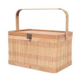 Gift Wrap Basket Storage Picnic Fruit Portable Baskets Wicker Box Egg Rattan Mooncake Cake Woven Wooden Lid Hamper Shopping